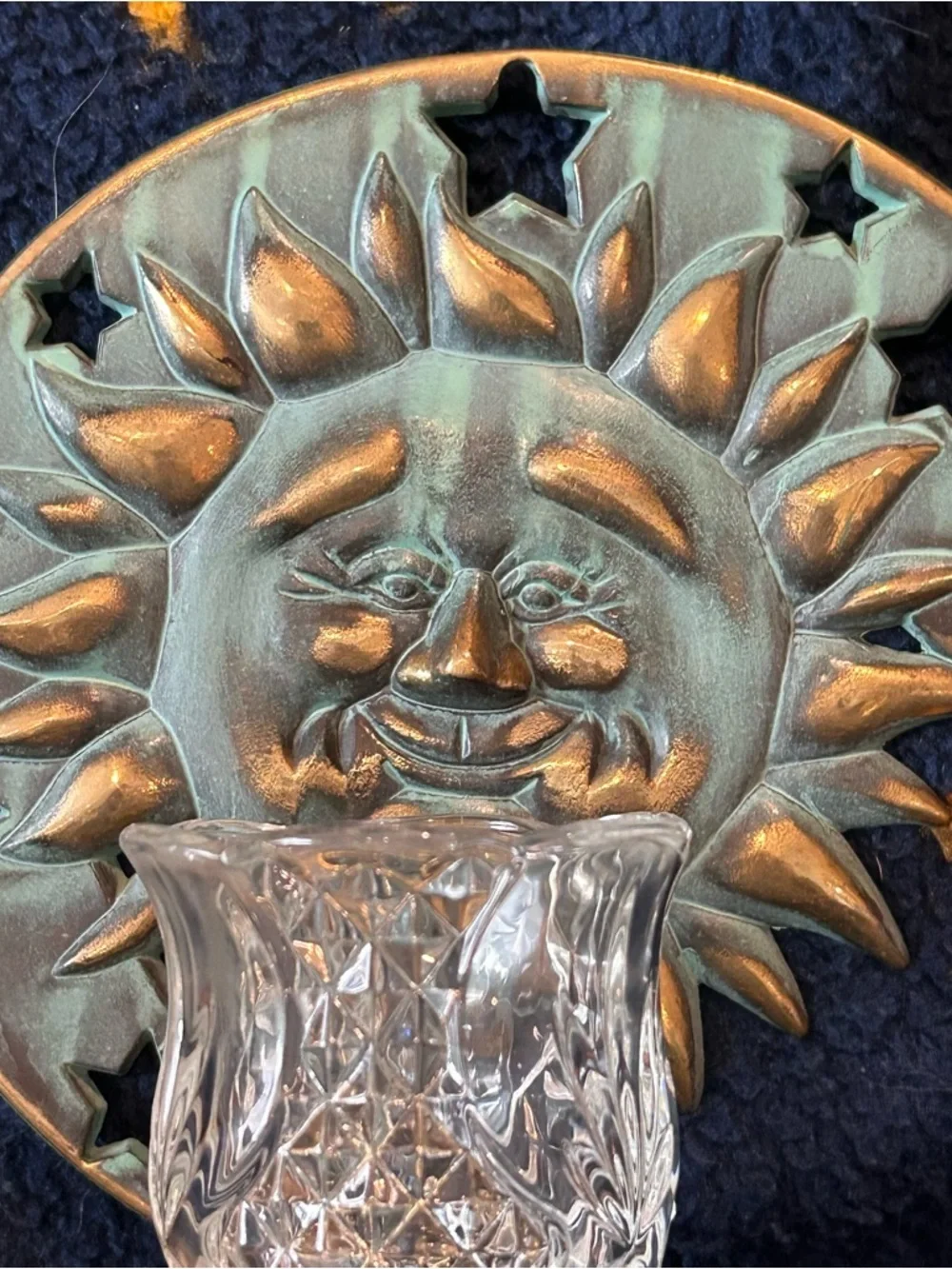 Vintage 90s Celestial Candle Holder PartyLite Sun Wall Sconce Whimsigoth Witchy - Picture 2 of 9